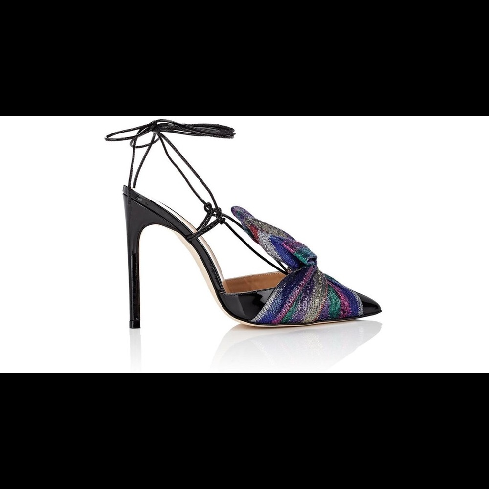 Giannico Multicolor 7.5 Bow sparkle Leather Heels